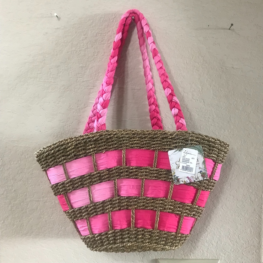 Cappelli Straworld  bag with pink ribbon. NWT